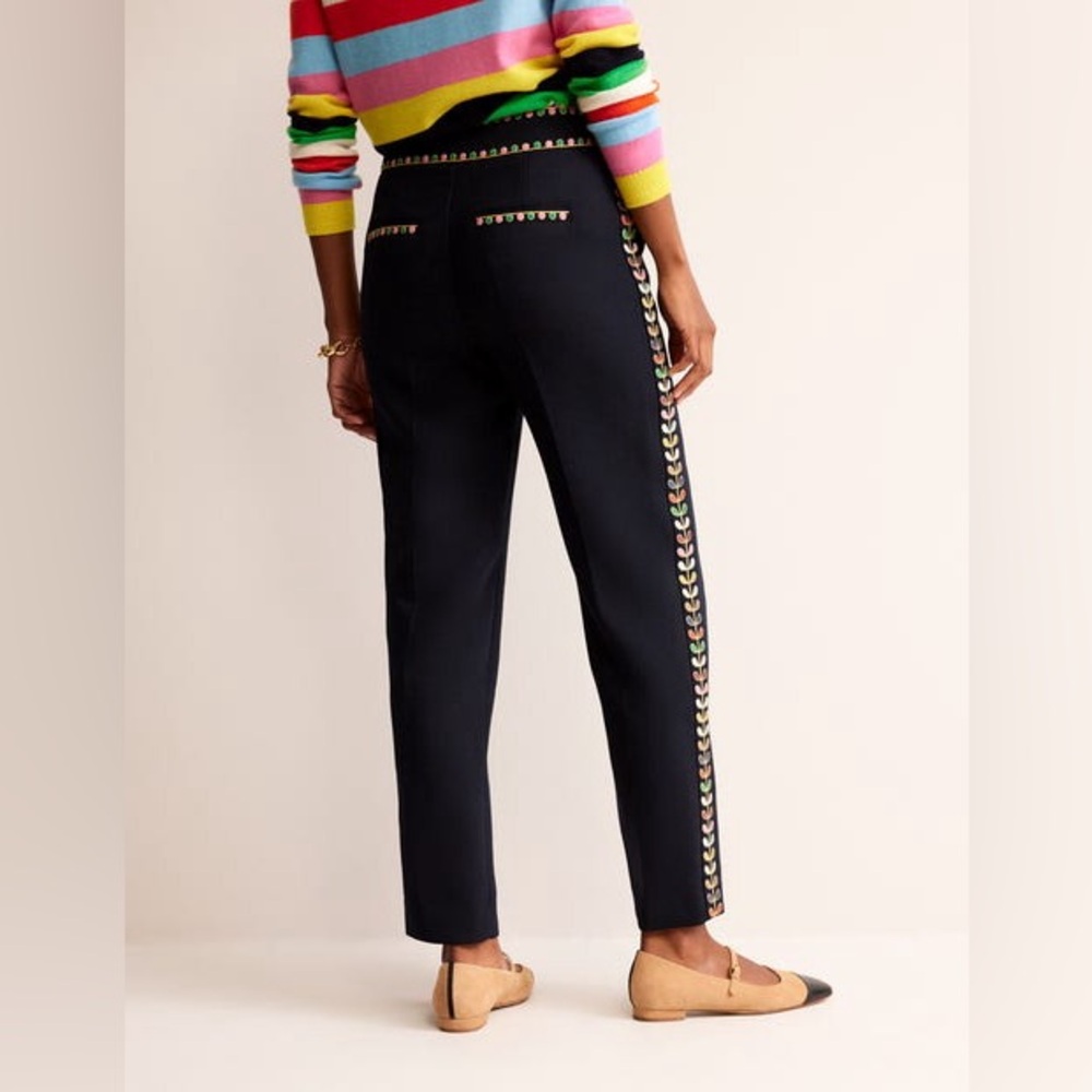 NWT Boden Navy Embroidered Pants Size 14